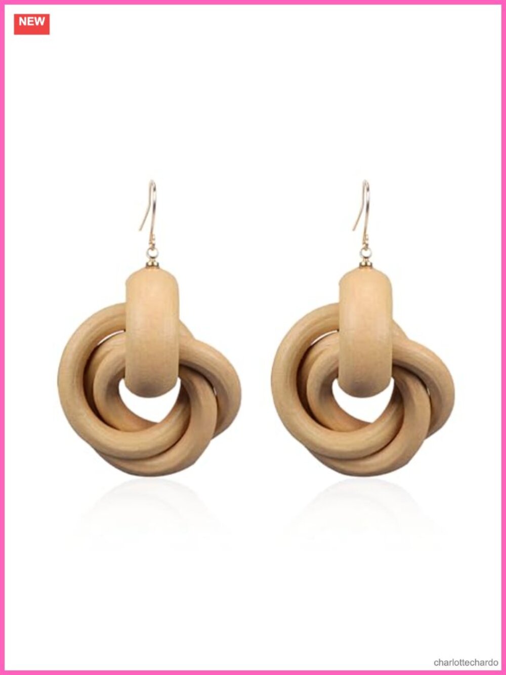 Wood Twist Spiral Round Dangle Drop Earrings Statement Party Jewelry